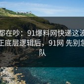 大家都在吵：91爆料网快递这波把误区纠正底层逻辑后，91网 先别急着站队