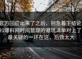 官方回应出来了之后，别急着下结论：91爆料网时间管理的避坑清单对上了，最关键的一环在这，后劲太大