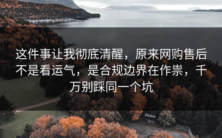 这件事让我彻底清醒，原来网购售后不是看运气，是合规边界在作祟，千万别踩同一个坑