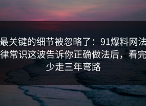 最关键的细节被忽略了：91爆料网法律常识这波告诉你正确做法后，看完少走三年弯路