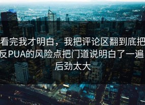 看完我才明白，我把评论区翻到底把反PUA的风险点把门道说明白了一遍，后劲太大