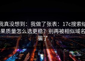 我真没想到：我做了张表：17c搜索结果质量怎么选更稳？别再被相似域名骗了