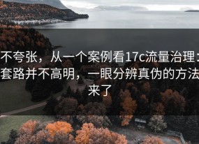 不夸张，从一个案例看17c流量治理：套路并不高明，一眼分辨真伪的方法来了