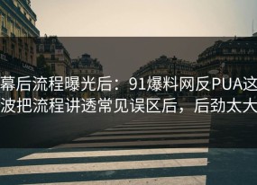 幕后流程曝光后：91爆料网反PUA这波把流程讲透常见误区后，后劲太大