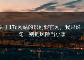 关于17c网站的识别假官网，我只说一句：别把风险当小事
