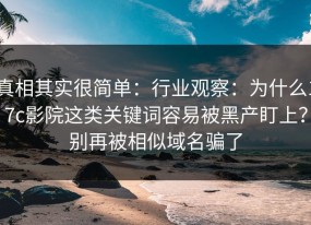 真相其实很简单：行业观察：为什么17c影院这类关键词容易被黑产盯上？别再被相似域名骗了