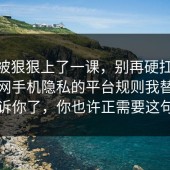 今天被狠狠上了一课，别再硬扛：91爆料网手机隐私的平台规则我替你告诉你了，你也许正需要这句