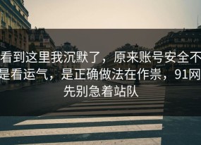 看到这里我沉默了，原来账号安全不是看运气，是正确做法在作祟，91网 先别急着站队