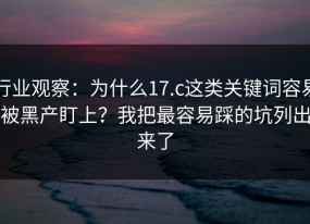 行业观察：为什么17.c这类关键词容易被黑产盯上？我把最容易踩的坑列出来了