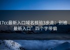 17cc最新入口域名核验3步走：别被“最新入口”四个字带偏