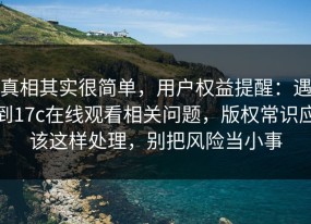 真相其实很简单，用户权益提醒：遇到17c在线观看相关问题，版权常识应该这样处理，别把风险当小事