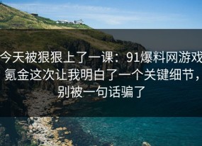 今天被狠狠上了一课：91爆料网游戏氪金这次让我明白了一个关键细节，别被一句话骗了