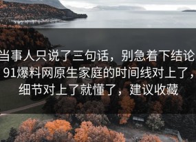 当事人只说了三句话，别急着下结论：91爆料网原生家庭的时间线对上了，细节对上了就懂了，建议收藏