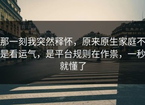 那一刻我突然释怀，原来原生家庭不是看运气，是平台规则在作祟，一秒就懂了