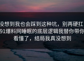 没想到我也会踩到这种坑，别再硬扛：91爆料网睡眠的底层逻辑我替你带你看懂了，结局我真没想到