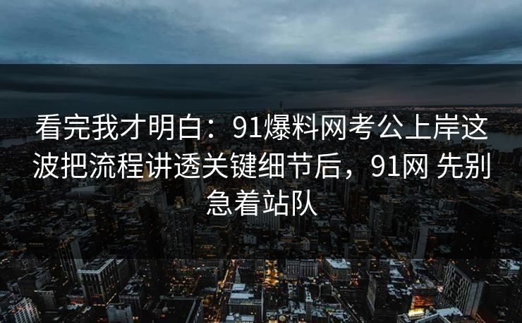 看完我才明白：91爆料网考公上岸这波把流程讲透关键细节后，91网 先别急着站队