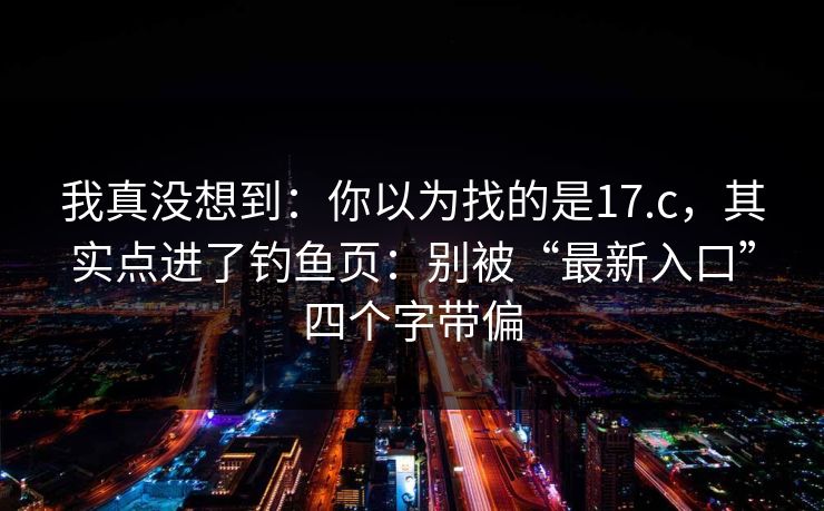 我真没想到：你以为找的是17.c，其实点进了钓鱼页：别被“最新入口”四个字带偏