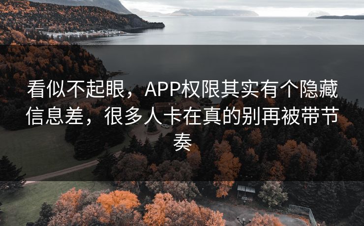 看似不起眼，APP权限其实有个隐藏信息差，很多人卡在真的别再被带节奏