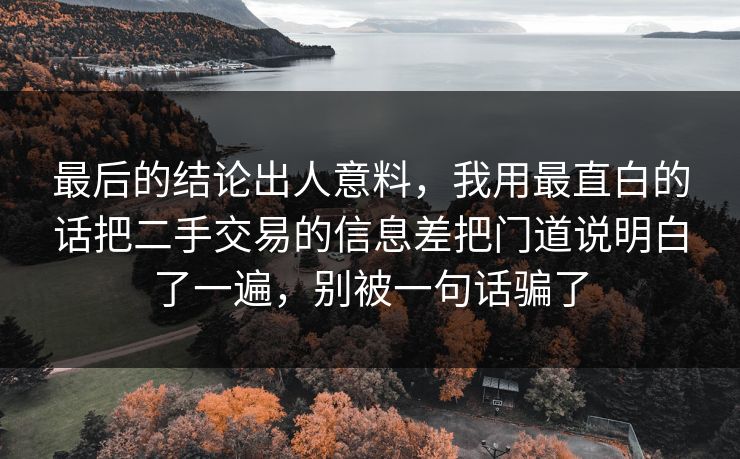 最后的结论出人意料，我用最直白的话把二手交易的信息差把门道说明白了一遍，别被一句话骗了