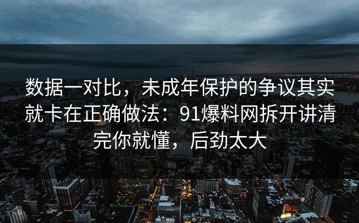 数据一对比，未成年保护的争议其实就卡在正确做法：91爆料网拆开讲清完你就懂，后劲太大