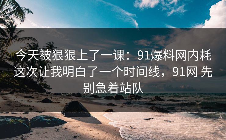 今天被狠狠上了一课：91爆料网内耗这次让我明白了一个时间线，91网 先别急着站队