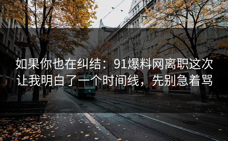 如果你也在纠结:91爆料网离职这次让我明白了一个时间线,先别急着骂 如果你也在纠结:91爆料网离职这次让我明白了一个时间线,先别急着骂